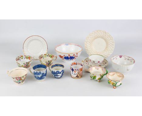 A group of 19th century English porcelain and china by New Hall, Derby etc. - including  a Derby coffee can and saucer; a New