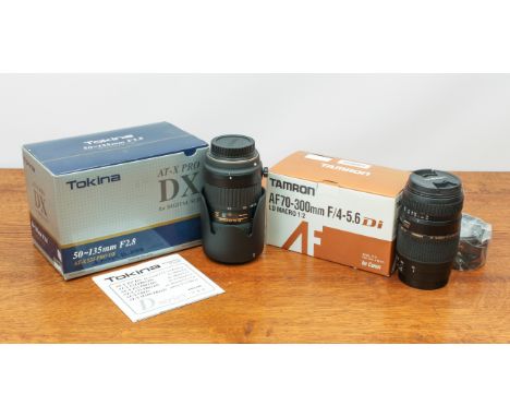 A Tokina AT-X 535 Pro 50-135mm f2.8 zoom lens for Canon DSLR - in excellent condition with caps and hood, with tripod foot mo