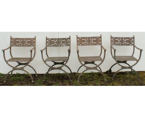 A set of four light metal&nbsp; garden chairs