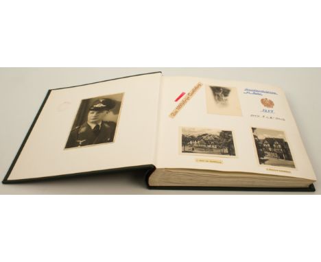 An album of WW2 Luftwaffe photographs - titled on the spine, 'Mein Zeit als Soldat' ('My Time as a Soldier'),157 photographs 