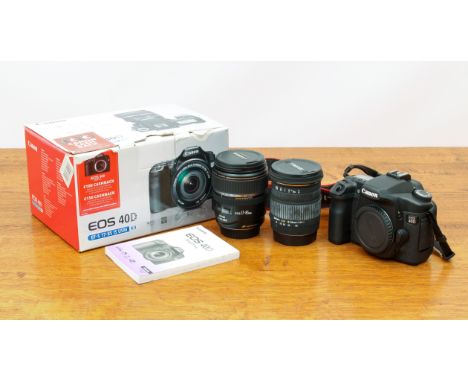 A Canon EOS 40D 10.1 MP Digital SLR camera kit - with EF-S 17-85mm f4-5.6 IS USM lens, with battery and charger, EOS shoulder