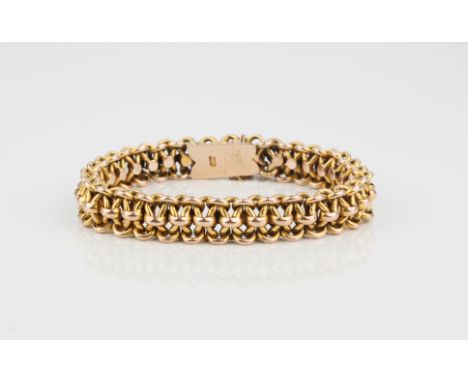 A vintage 9ct yellow gold Byzantine style bracelet - stamped '9CT', first half 20th century, approx. internal size 5.7 x 4.3 