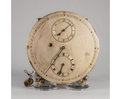 A REGULATOR MOVEMENTUnsigned, 20th CenturyWeight driven, with 10 1/2in circular silvered dial with sweep central minute dial 