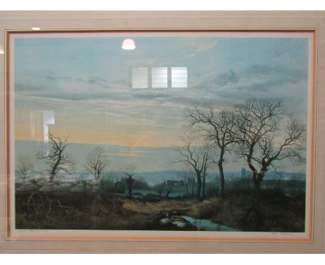 PETER NEWCOMBE (XX): A framed and glazed limited edition print, "Winter Evening".  Pencil signed and No. 21/100.  Image size 