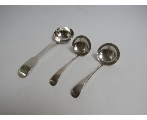 A Victorian silver ladle and pair of Cooper Brothers &amp; Sons sauce ladles, Sheffield 1913, 150g