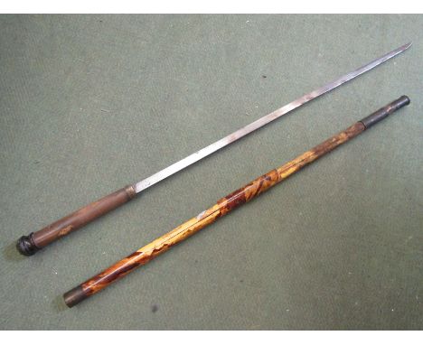 An early 20th Century swordstick, tortoiseshell effect covering a/f