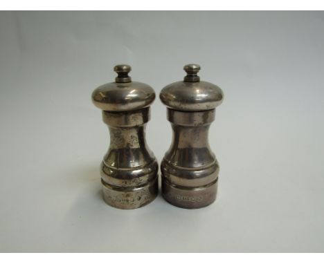 A John Bull Ltd silver pair of salt and pepper grinders, modern hallmark 925