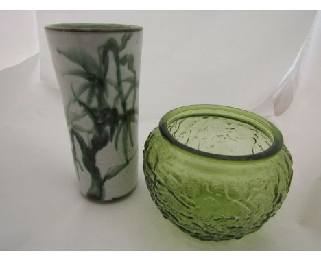 A Briglin studio pottery vase and a Brody Company Ohio glass bowl (2)