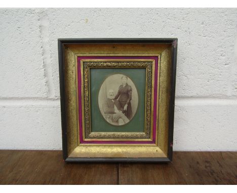 A framed vintage photograph of "Mr. William Taylor and his wife the Duchess" details verso, 16cm x 13cm