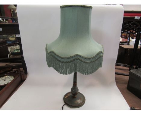 A Chinnoiserie painted table lamp with shade