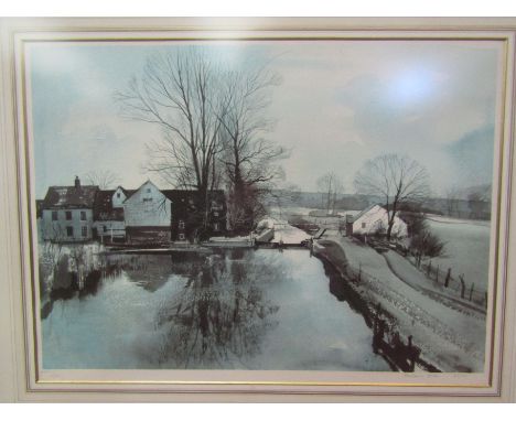 ROWLAND HILDER (1905-1993): A framed and glazed limited edition print, "The Mill at Harlow, Essex".  Pencil signed and No. 87