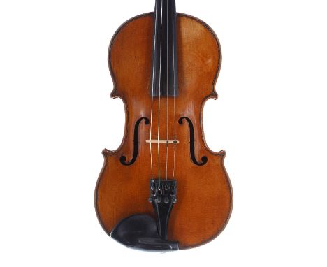 Good French violin by and stamped D. Nicolas Aine, á la Ville de Cremonne to the inner back, the one piece back of faint medi