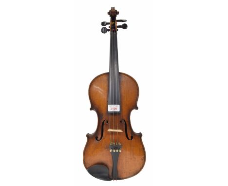 Good C.F. Schuster violin labelled Copy of Stradivarius, Manufactured in Saxony, 14 1/8", 35.90cm