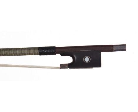 French silver mounted violin bow by and stamped Prosper Colas-Paris, the stick octagonal, the ebony frog inlaid with silver r