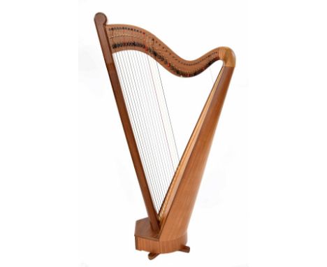 Forty-one string 'Progress' lever harp by Pilgrim Harps, South Godstone, circa 1975, the body, arm and column of afromosia wo