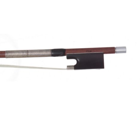 English violin bow by W.E. Hill &amp; Sons circa 1932 and branded Hill, the stick round, the ebony frog plain and with an ove