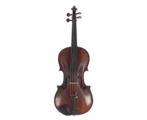 German violin labelled and branded Hopf below the button, 14 3/16", 36cm