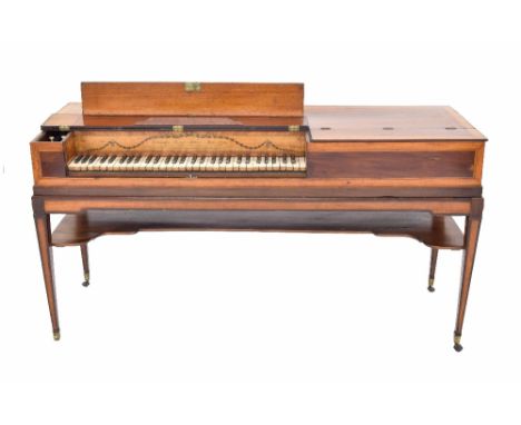 Square piano by Christopher Ganer, London, 1784, the mahogany case with wide multiple stringing and satinwood crossbanding, t