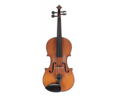 Good French three-quarter size violin labelled and branded below the button Le Marquis de l'Air d'Oiseaux ..., 13 3/16", 33.5