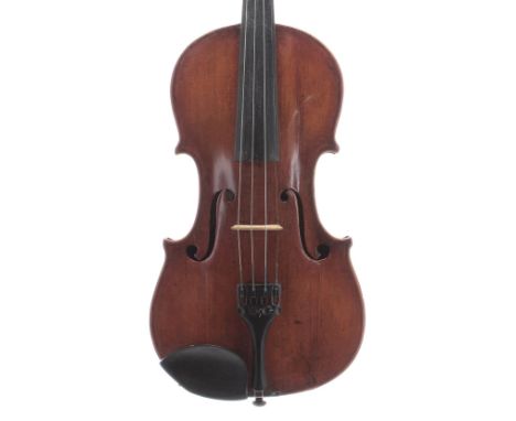 German violin of the Hoyer School, 14 3/16", 36cm, bow, case 