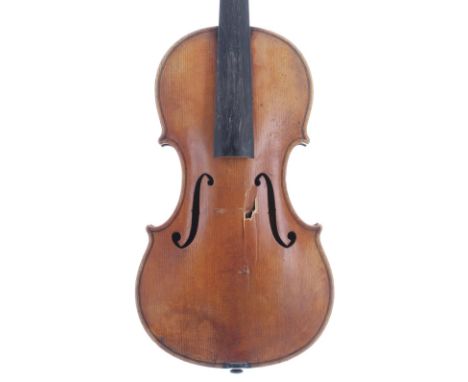 English violin by and labelled Thomas Earle Hesketh, Manchester, Fecit 1915, no. 111, the one piece back of irregular medium 