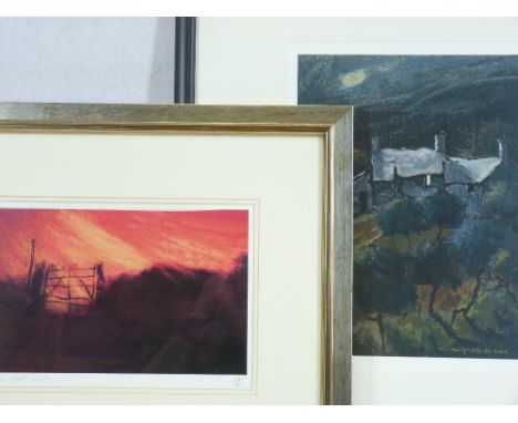 STEPHEN JOHN OWEN coloured limited edition print (1/20) - 'Sunset Gate', signed with initials and verso, 18 x 26cms and WILF 