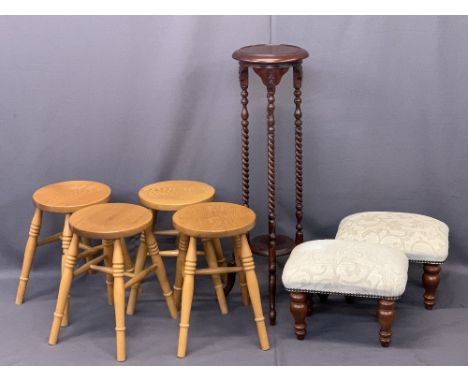 REPRODUCTION/MODERN OCCASIONAL FURNITURE ITEMS (7) to include a mahogany effect two tier barley twist planter stand, 101cms H