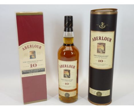 ABERLOUR SINGLE HIGHLAND MALT SCOTCH WHISKY - Aged 10 years, sealed with original presentation tube, volume half neck level a