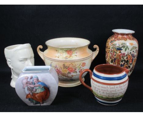 BRETBY MUSICAL EDWARD VIII JUG, 21cms H, Goebel vase, Carlton ware planter, Chinese vase and a Torquay ware jug