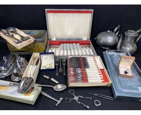 EPNS FLATWARE, tea service items, also, a small quantity of collectables, sugar nips, ETC