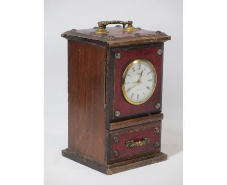 JAPANESE CLOCK &amp; JEWELLERY BOX COMBINATION, 21cms tall x 11cms W x 11cms D