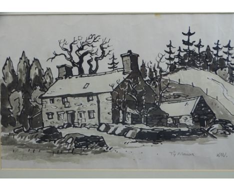 SIR KYFFIN WILLIAMS RA framed print - 'Ty Mawr', 27 x 43cms