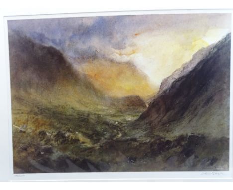 WILLIAM SELWYN limited edition print 190/500 - Snowdonia and sunset, signed in full, 44 x 60cms