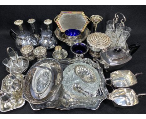 EPNS - a good assortment including tea service, trays, condiment sets, vases, ETC