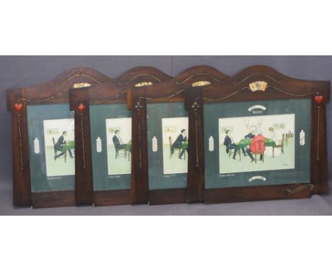 THACKERAY lithograph prints (4) - 'May I play to hearts', 'May I double hearts', 'Chicane' and 'Roughing a black suit' in pre