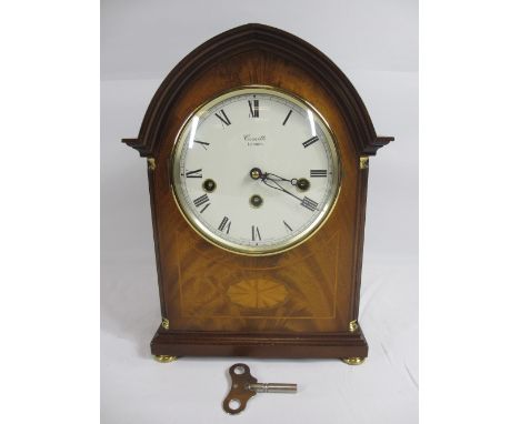 BRACKET CLOCK - a fine example in mahogany with inlay by Comitti of London and movement Franz Hermle, 31cms H 