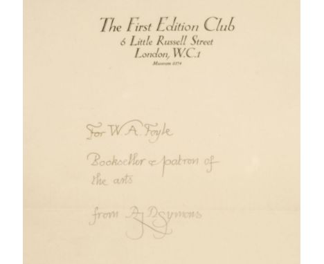 Conrad (Joseph). Twenty Letters to Joseph Conrad, London: First Edition Club, 1926, 12 booklets printed by Curwen Press for t