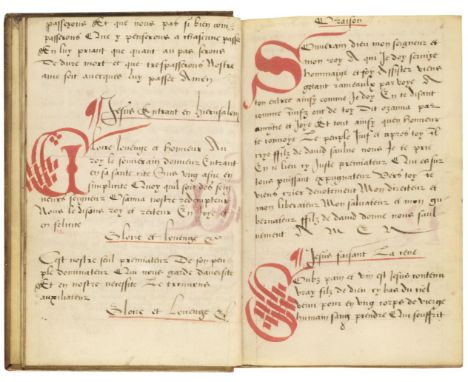 French Manuscript Prayer Book. Meditations Christien [sic], Rouen, 16th century, 76 vellum leaves including initial and final