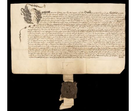 * Henry VIII. Seal of the Court of Common Pleas of Henry VIII, Westminster, 1 May 1529, attached to an exemplification of com