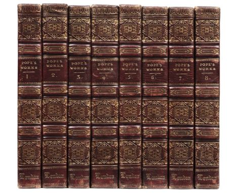 Fore-edge paintings. Johnson (Samuel). The Works of Alexander Pope Esq in verse and prose with a selection of explanatory not