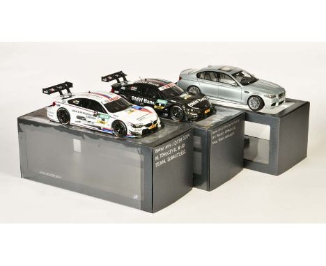 Norev + Kyosho, 2x BMW M 4 DTM + BMW M 5, 1:18, Okt, 1x Spiegel lose, 2x Antenne beschädigt, 1x Z 1, Norev + Kyosho, 2x BMW M