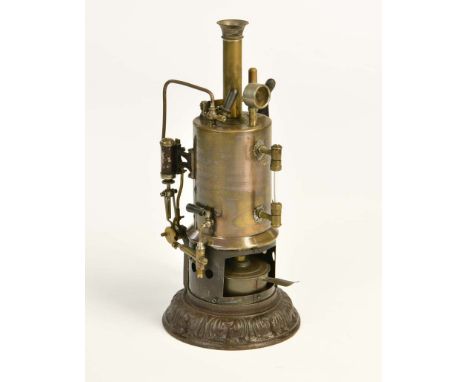 Falk, Stehende Dampfmaschine, Germany VK, 29 cm, Blech + Druckguss, mit Brenner, 3 Lötstellen, Z 2, Falk, Vertical Steam Engi