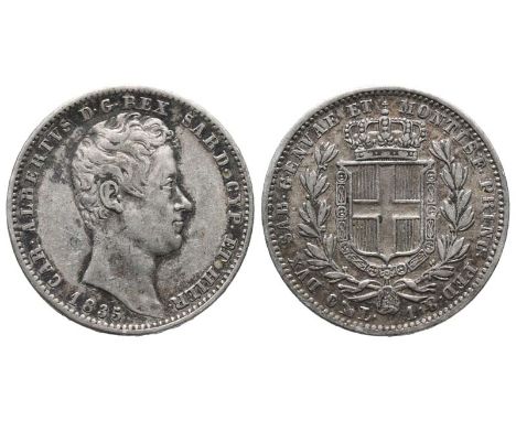 Italien, Sardinien Karl Albrecht 1831-1849, 1 Lire 1835, K/M 129, Sehr selten, 5,00 g, 