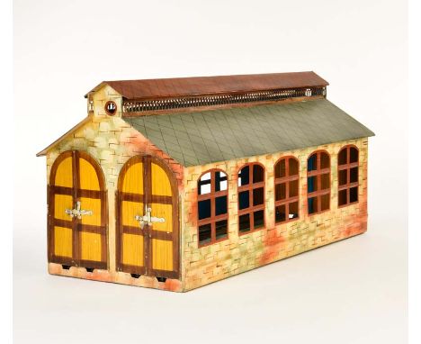 Märklin, Lokschuppen, 32 cm hoch + 60 cm lang, min. LM, guter Zustand, Märklin, Engine Shed, min. paint d., good condition