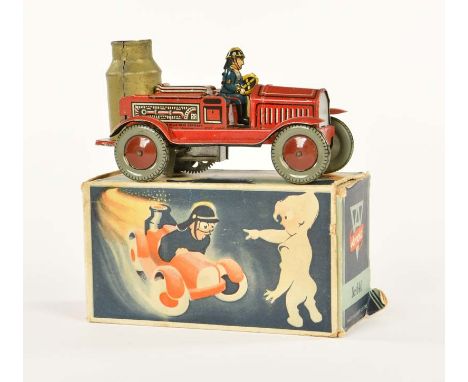 Arnold, Feuerwehr mit Kessel, US Z. Germany, 12 cm, Blech, UW ok, Okt (1 Lasche lose), Z 1-, Arnold, Fire Engine with Kettle,