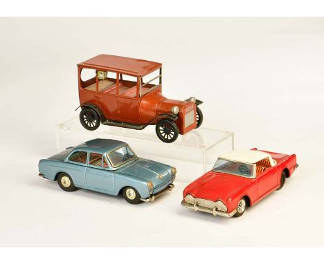 Bandai, VW 1500, Ford Oldtimer + Triumph TR4, Japan, Blech, Friktion ok, LM,  Z 2-3, Bandai, VW 1500, Ford Vintage Car + Triu