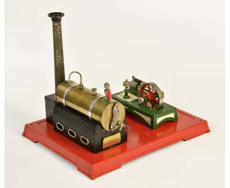Dampfmaschine, 34,5x26,5x28,5 cm, Blech, ungemarkt, teilw. neu lackiert, bitte besichtigen, Steam Engine, tin, unmarked, part