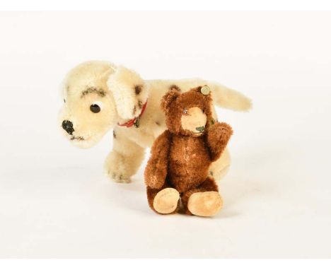 Steiff, Bär mit Glocke + Hund, 9-17 cm, Z 2, Steiff, Bear with Bell  + Dog, C 2