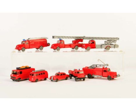 Wiking, 8x Feuerwehr, W.-Germany, 1:87, Kst, meist sehr guter Zustand, bitte besichtigen, Wiking, 8x Fire Engine, W.-Germany,