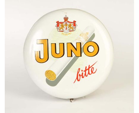 Emailleschild "Juno Zigaretten", 40 cm, rund, gewölbt, sehr guter Zustand, Enamel Sign "Juno Zigaretten", round, convex, very